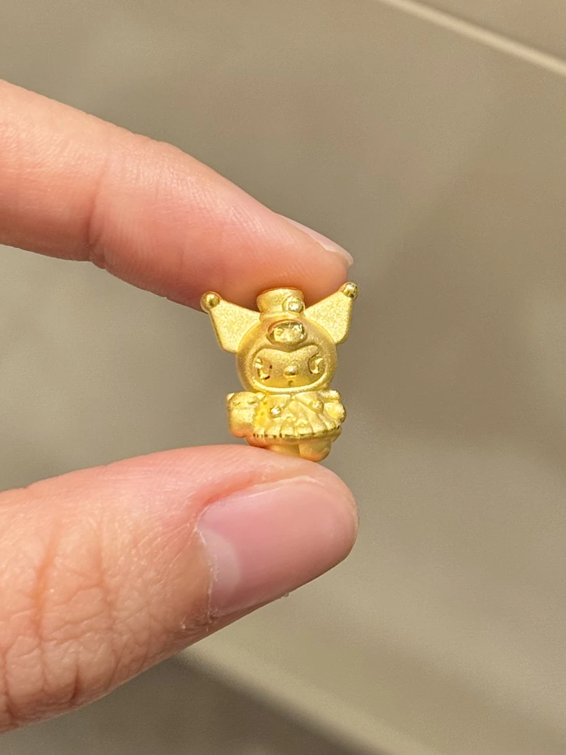 贝贝黄金 足金999 小熊玩偶库金米 素金 转运珠 102