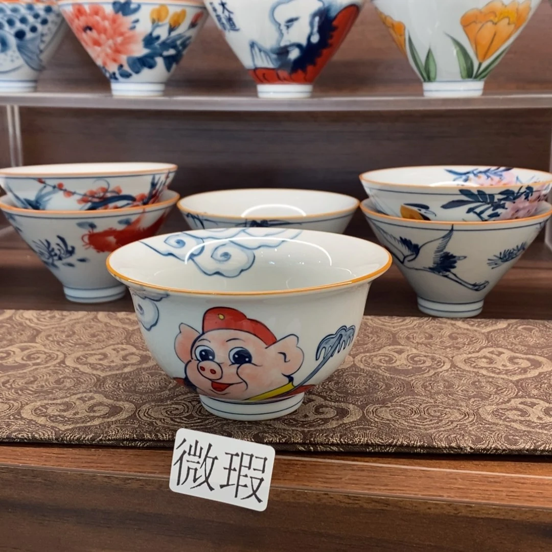 釉下彩老陶泥手工绘制