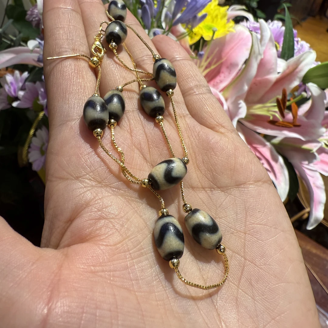 铜合金莫桑石项链 黑色牙牙满天星项链