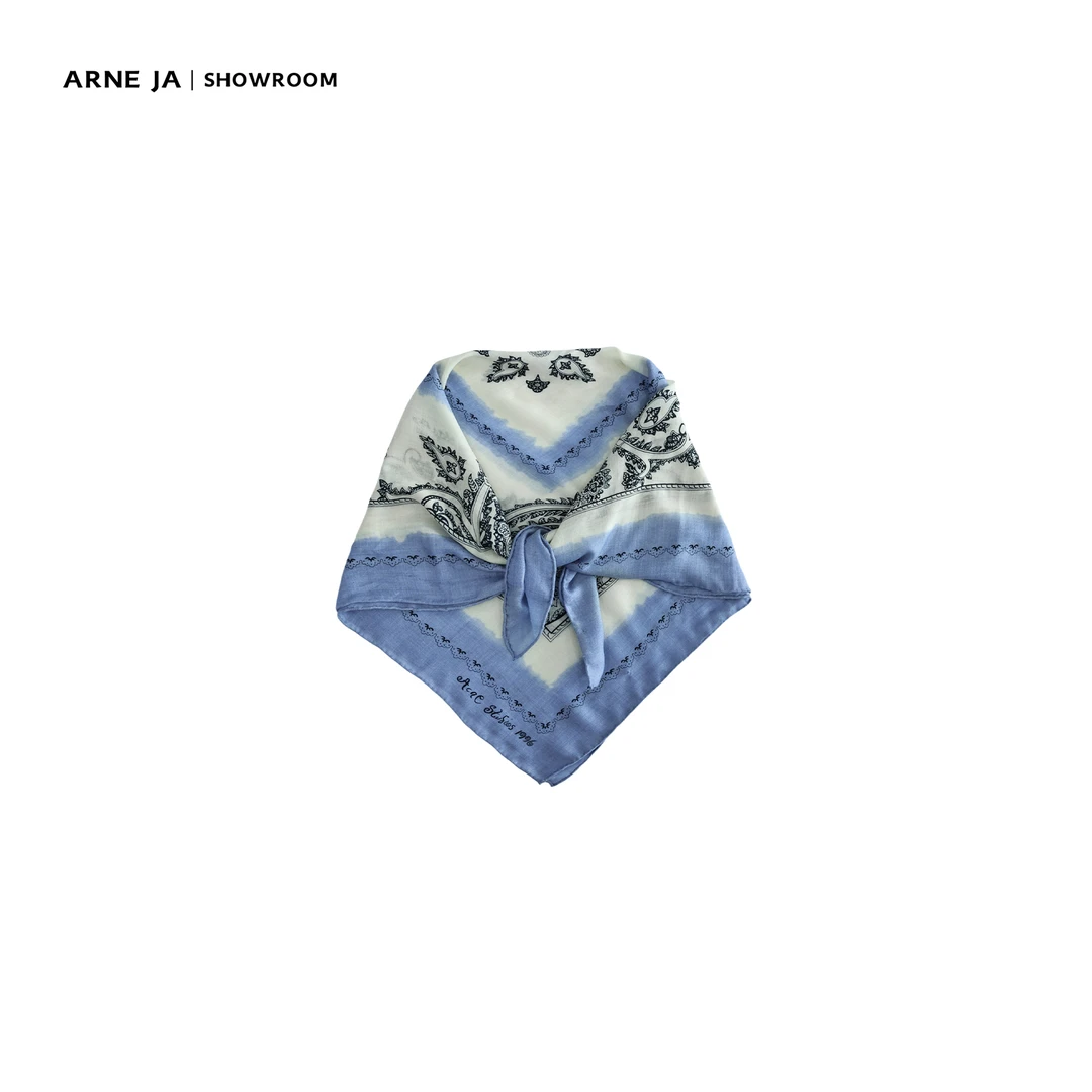 ARNE JA｜“法式浪漫”全羊毛蓝白佩斯利纹复古艺术方巾AS058