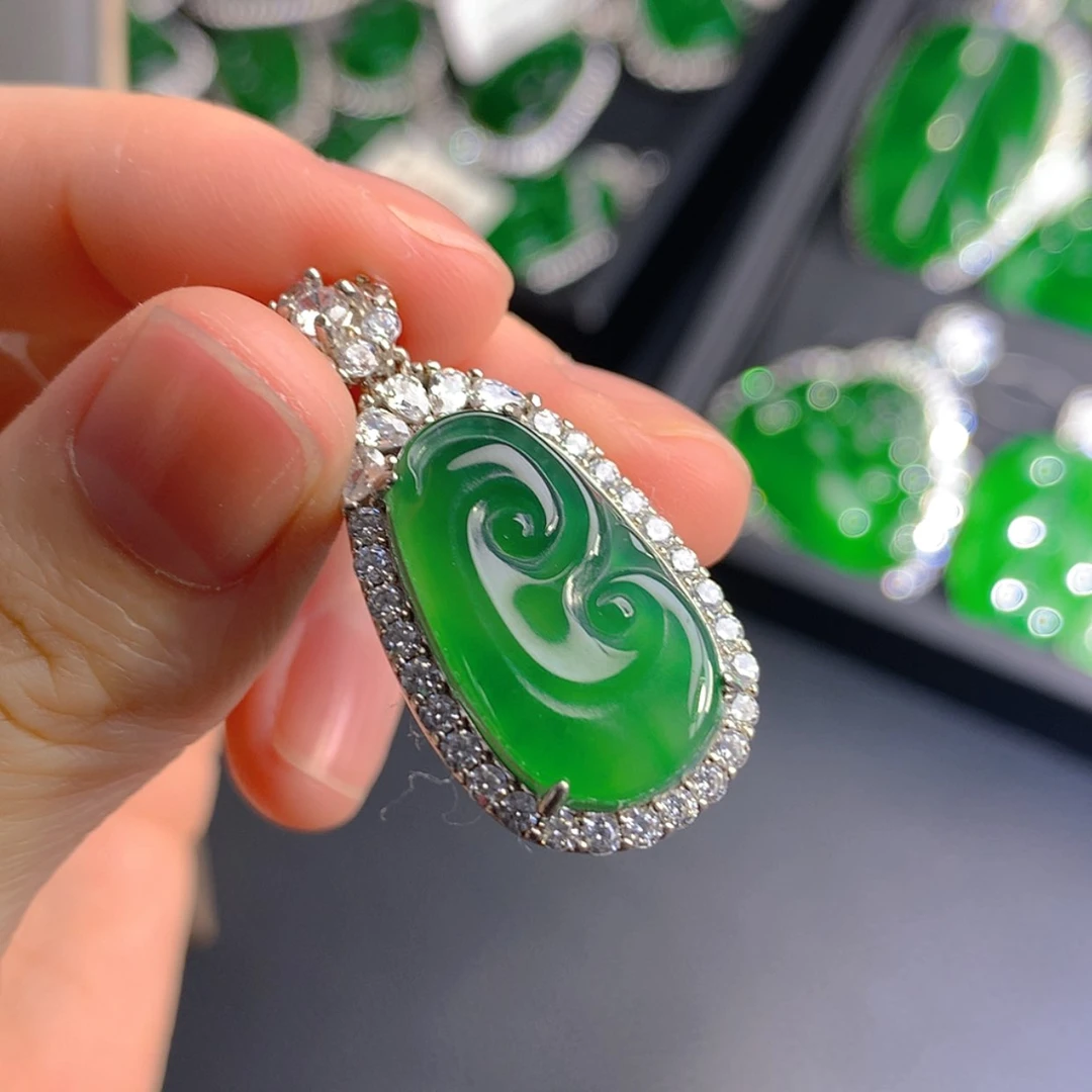 【闪购商品】翡翠吊坠(不含链)银S925镶嵌