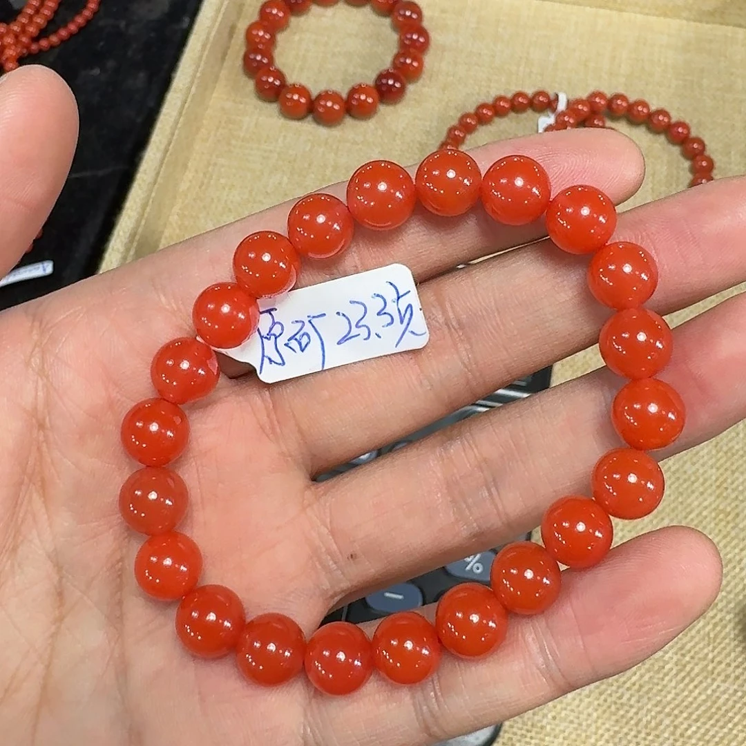 静***秋南红玛瑙未镶嵌手链原矿南红手串9mm顶级辣椒红
