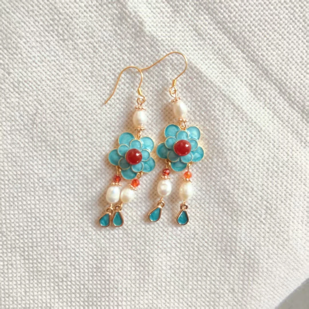 风雪初晴 铜合金耳饰 舒韵/盈紫耳环手工汉服古风配饰红运樱格