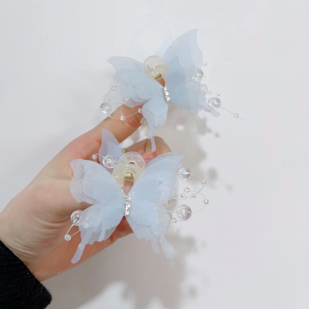 超仙蝴蝶泡泡刘海夹高级感碎发夹百搭发饰半扎发侧边夹1429+1429