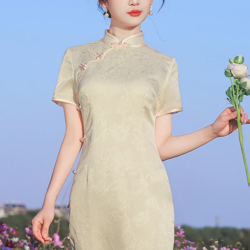 新中式绝美旗袍高端民国风2025新款老上海晚礼服气质日常可穿夏装