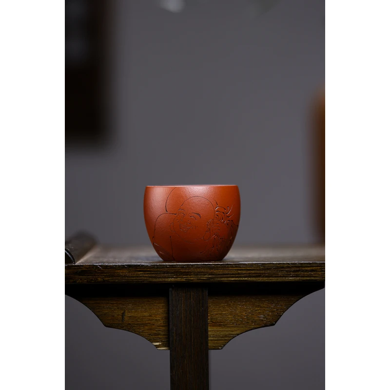 宜兴高端茶具 原矿小红泥泥料匋斋弥勒二式主人杯品茗杯