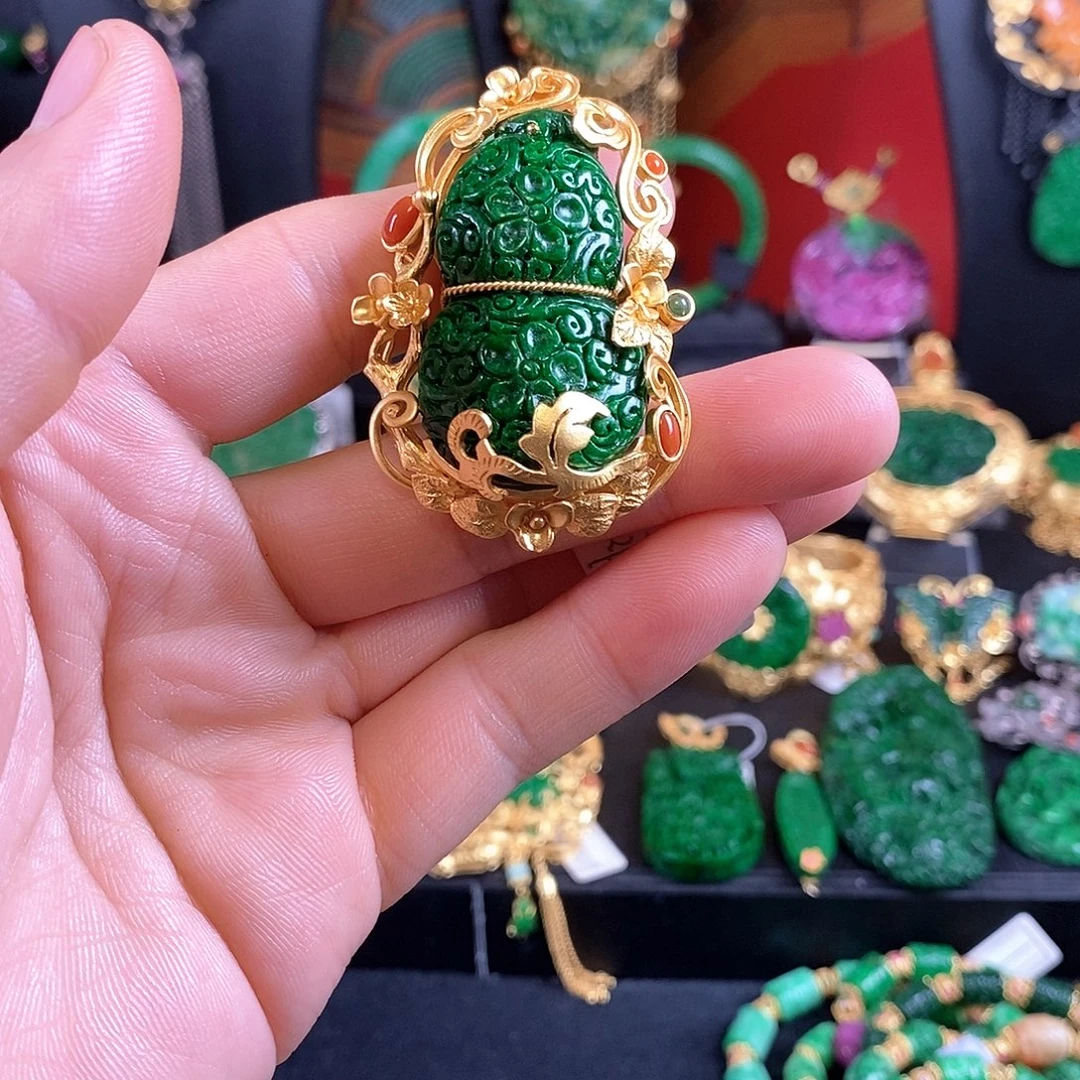 翡翠银S925镶嵌戒指戒指