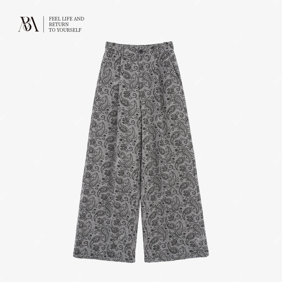 【BAMAY】2025夏季新款垂感宽松直筒腰果花休闲裤BM252PX021CP