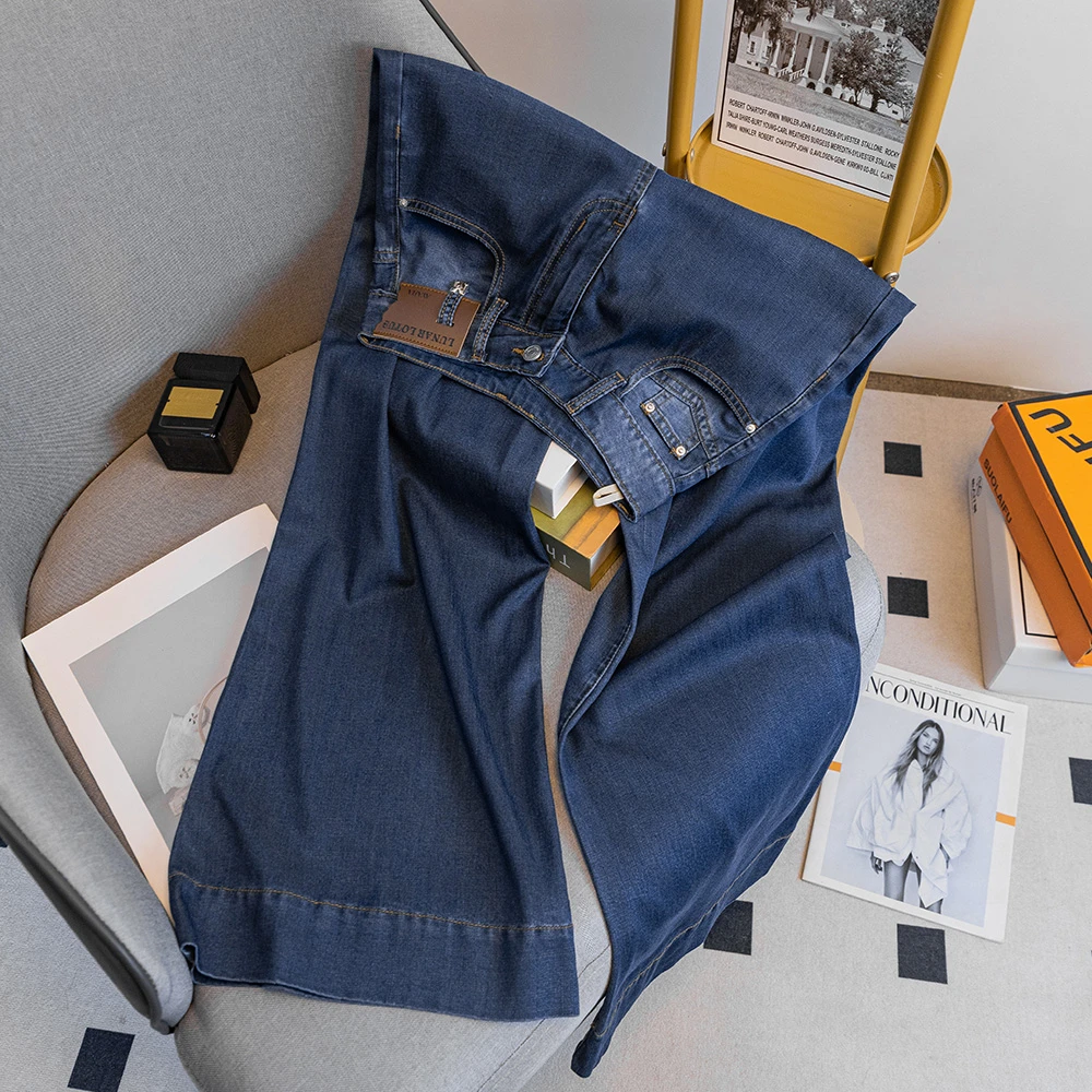 152夏季薄款莱赛尔天丝不贴腿垂感显瘦冰爽轻薄高腰喇叭牛仔裤