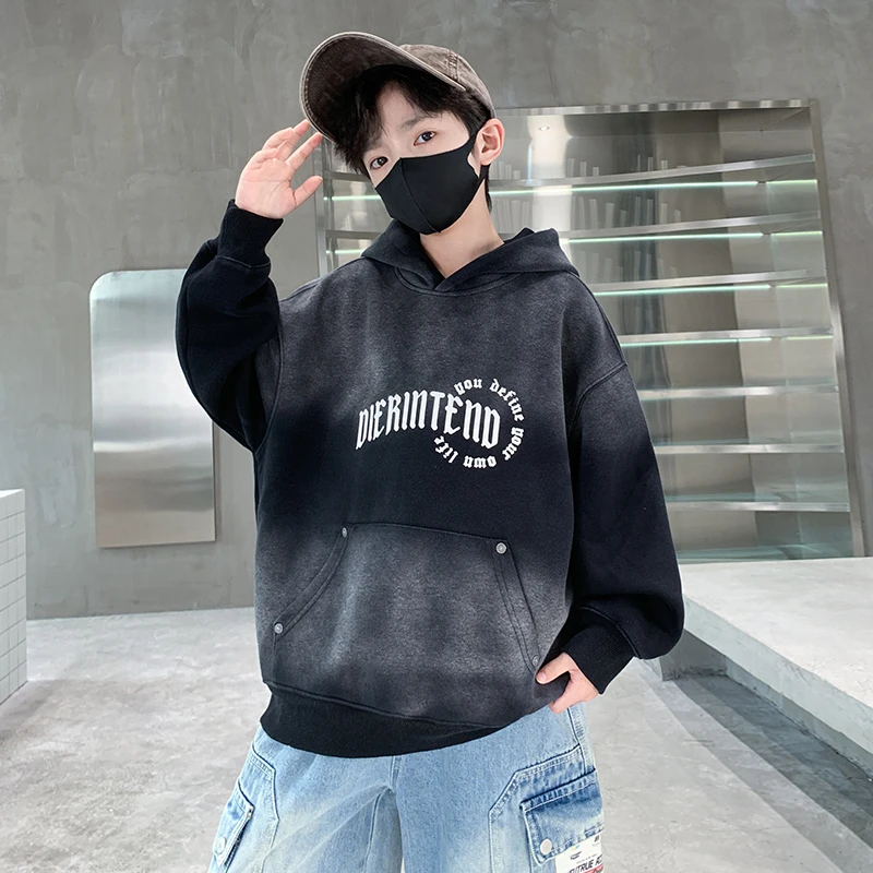 男童秋装连帽卫衣6-12岁中大童春秋款儿童男孩秋季休闲打底上衣潮