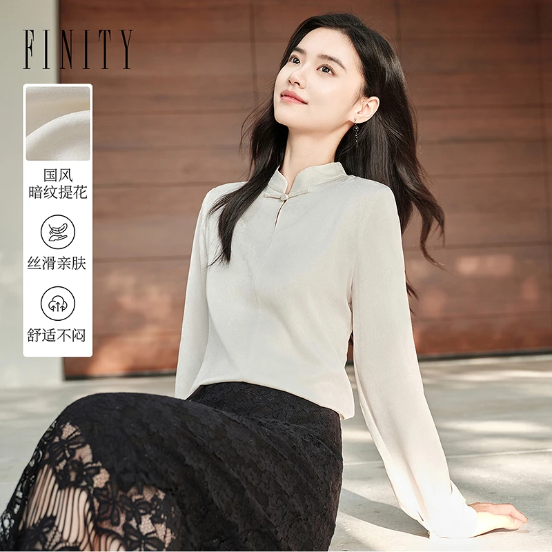【籽言专属】FINITY 国风雪纺衫春季新款盘扣古典上衣 F21X7C34T5