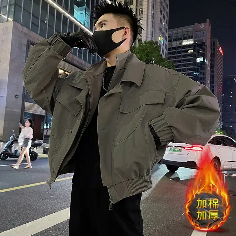 假两件外套男士秋冬季加厚工装夹克2025新款爆款潮流休闲保暖上衣