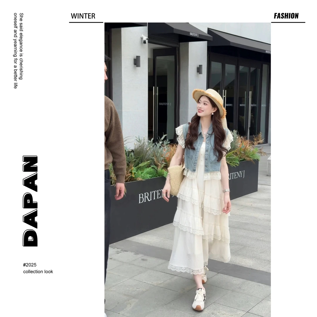 【大潘优品】【蕾丝牛仔马夹】清凉牛仔马夹上衣外套CDP4MJ3976A