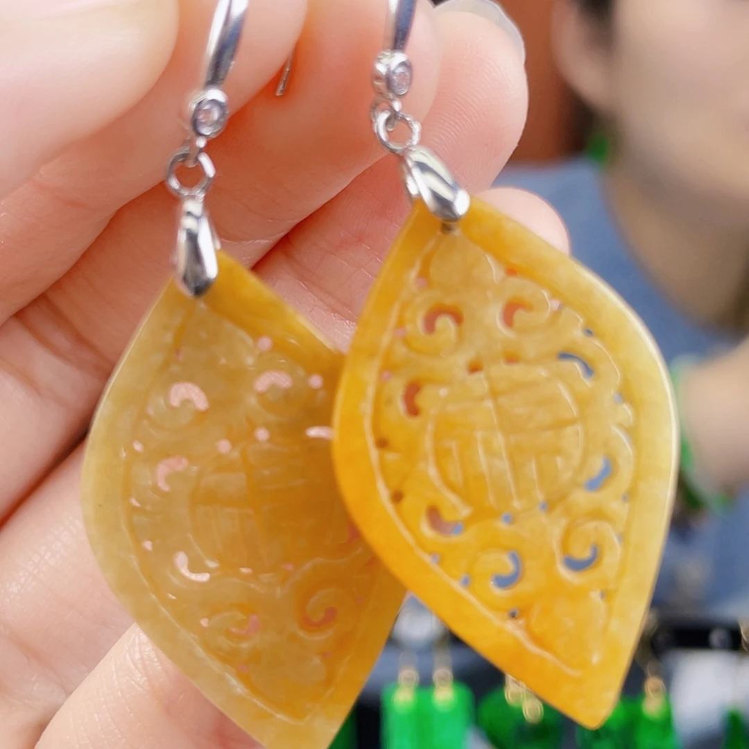 翡翠银S925镶嵌耳饰