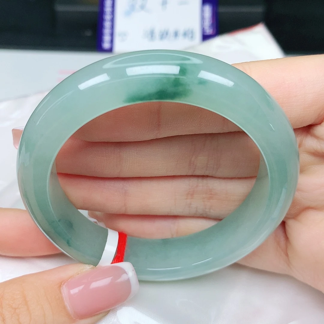 未镶嵌手镯翡翠52圈蓝底冰胶飘花