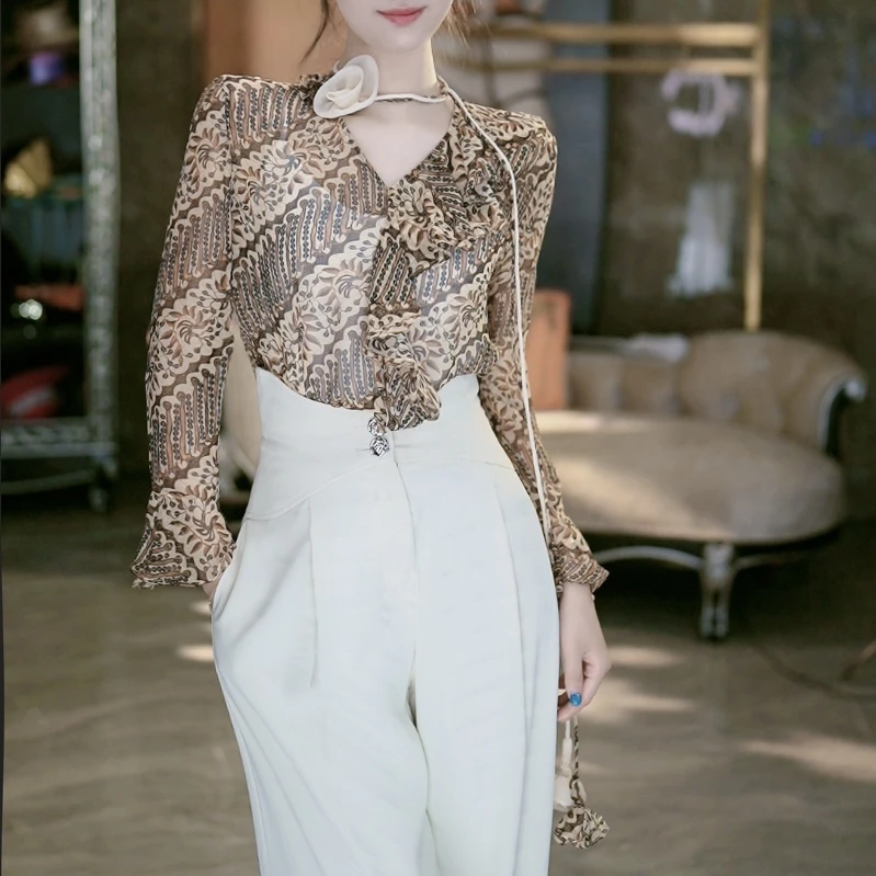 5-13【情浓威士忌】法式淑媛时尚气质百搭衬衫