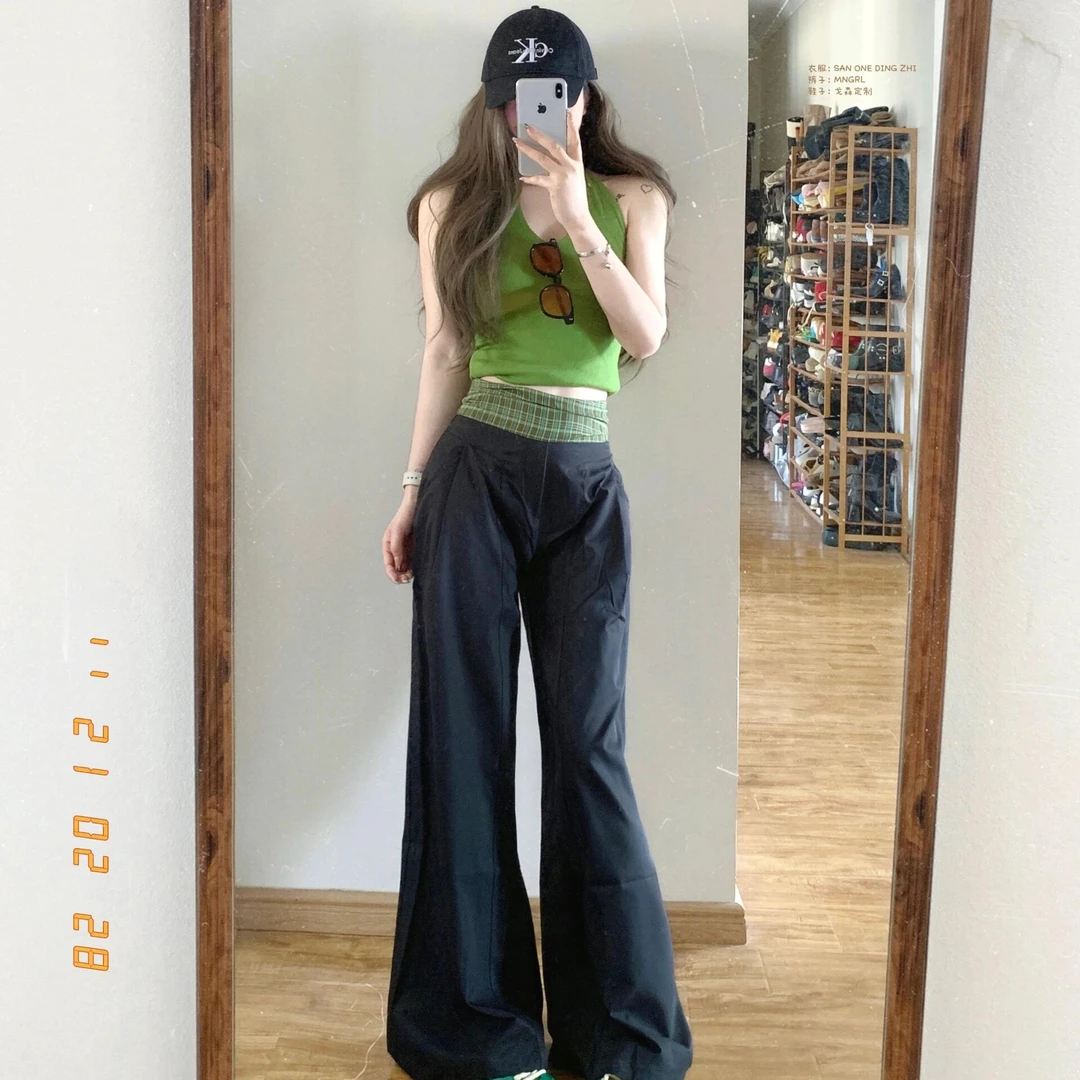 美式辣妹V领挂脖背心女2025夏装新款修身显瘦百搭外穿短款上衣潮