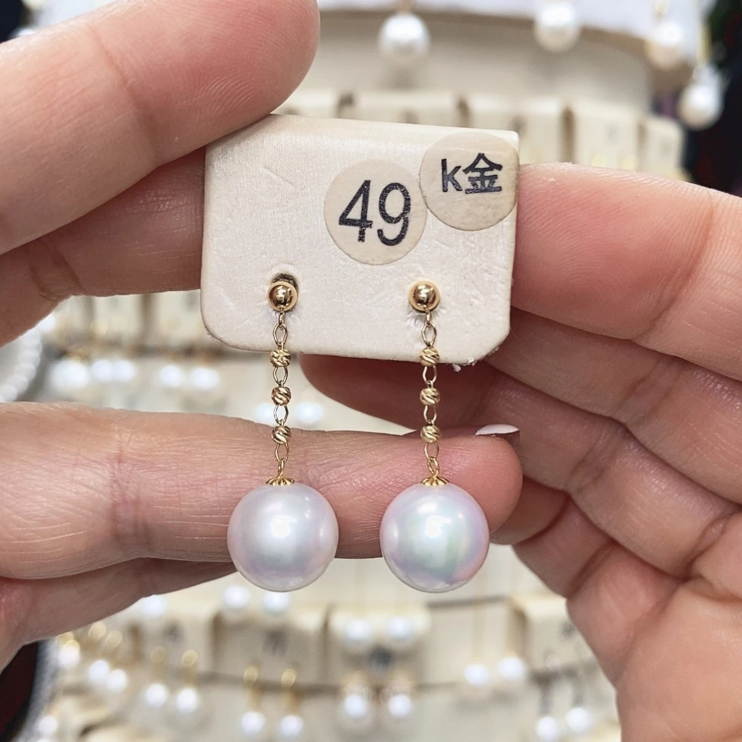 淡水珍珠18K金镶嵌耳饰