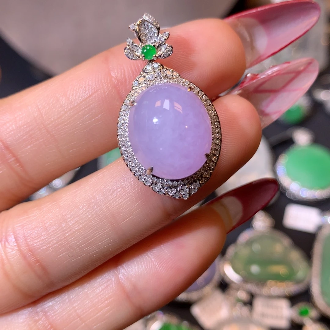 翡翠吊坠(不含链)18K金镶嵌