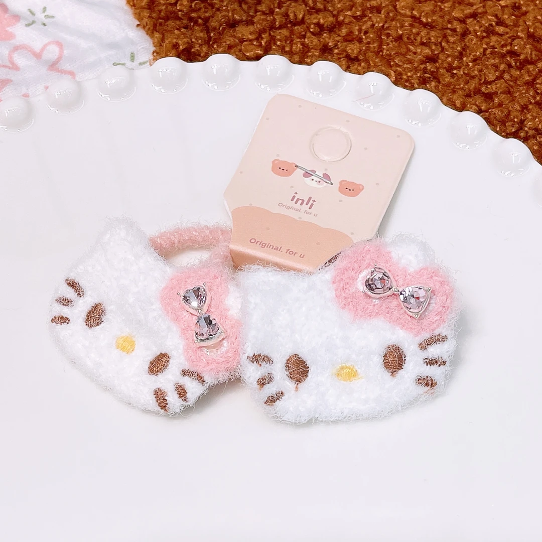 A-6261 jl 1对粉猫布艺蝴蝶结儿童小清新头绳  发圈