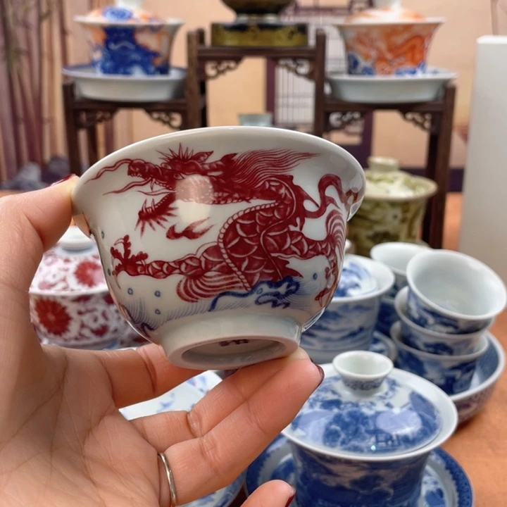 摆件陶鱼化龙压手杯