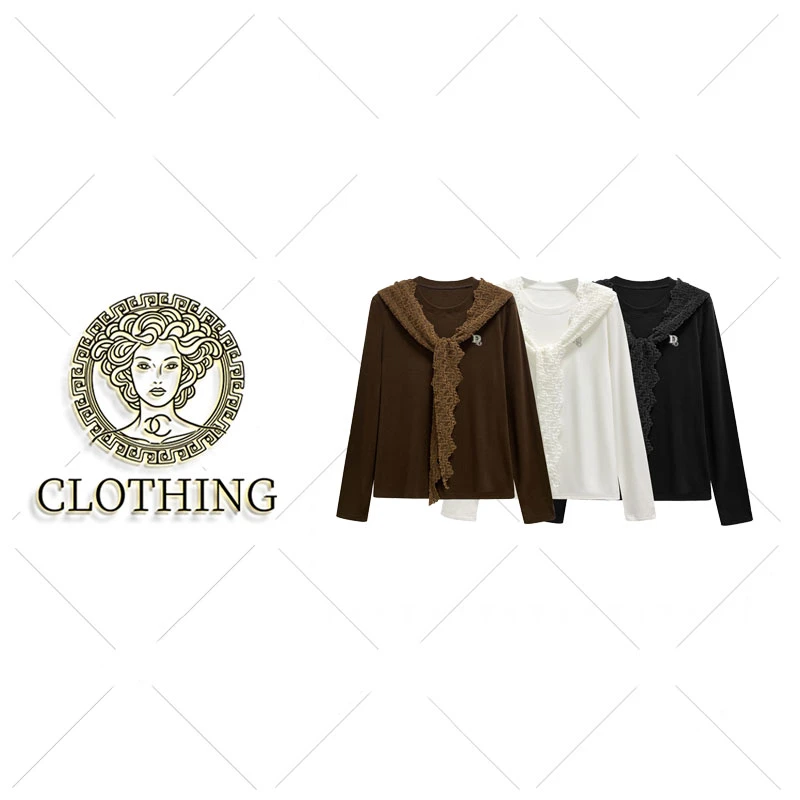【CLOTHING/原创设计】68522#植绒连帽T恤两件套2025秋冬个性上衣