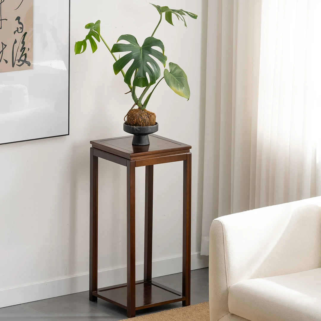 新中式实木花架榫卯整装花台家用室内盆景架子客厅阳台花几摆件架