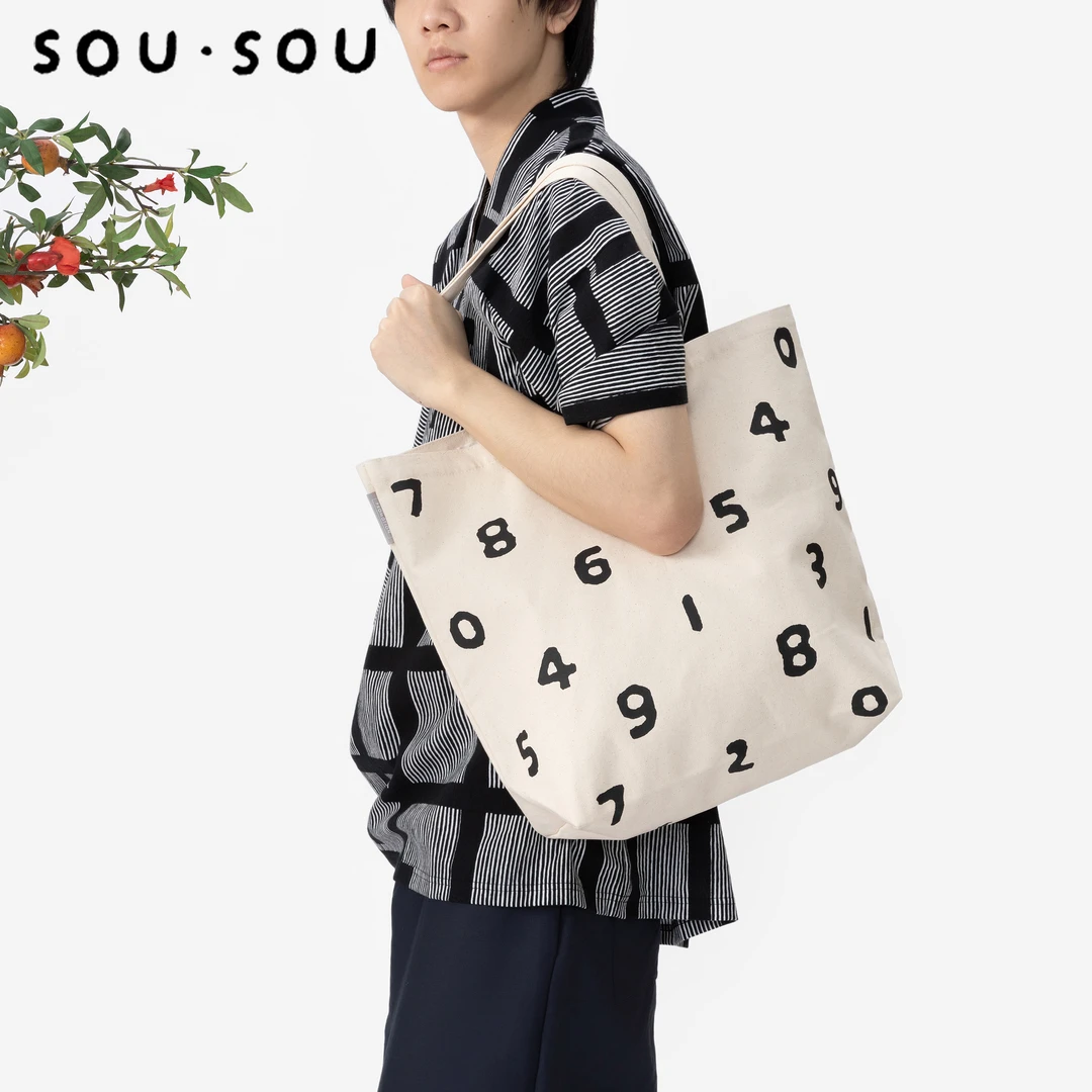 SOU・SOU米白色PROMOTION系列帆布托特包2025春 #69060