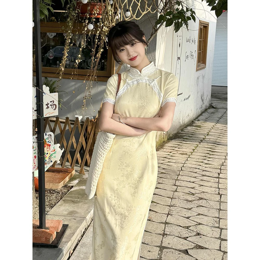 双襟旗袍女新中式改良年轻款2025新款小个子连衣裙日常可穿夏季款