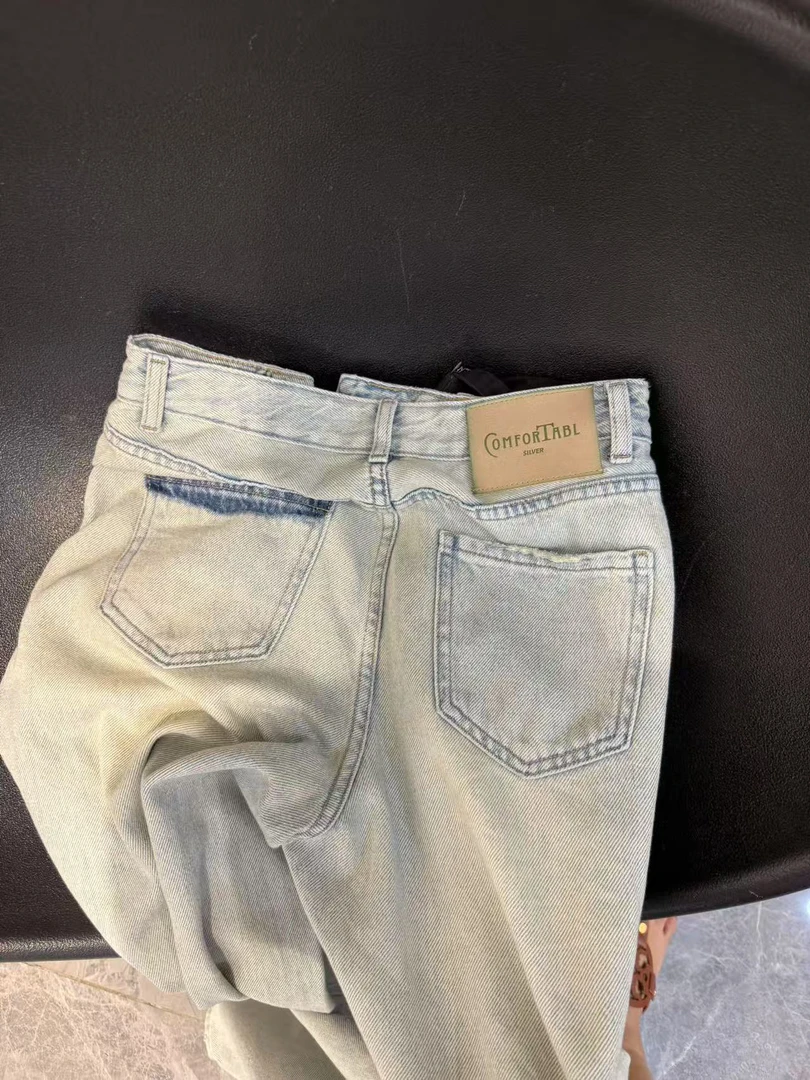 【R·YING】25ss夏季上新夏季薄款窄版蓝色阔腿牛仔裤