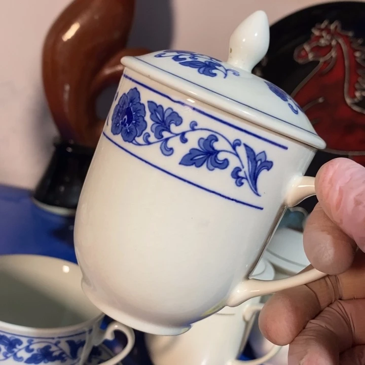 瓷片七厂青花翡翠瓷盖杯