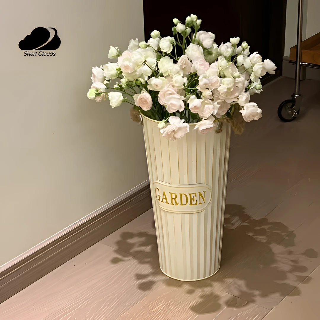 短云|醒花桶花店专用法式家用深水北欧风铁皮桶加厚大号鲜花桶复