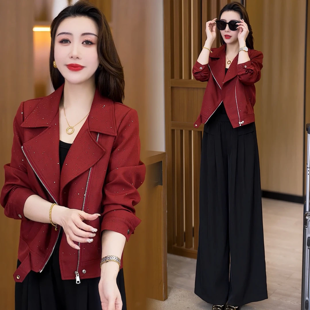 春秋外套女装2025新款小个子气质红色上衣百搭显瘦洋气休闲外衣