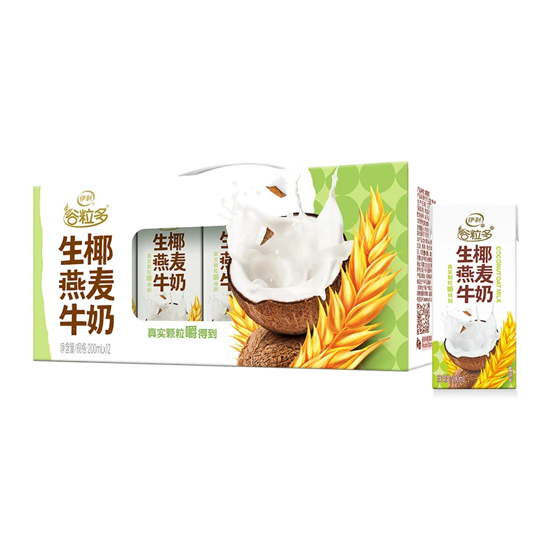 【12月生产】伊利谷粒多生椰燕麦牛奶真实颗粒200ml*12盒整箱装
