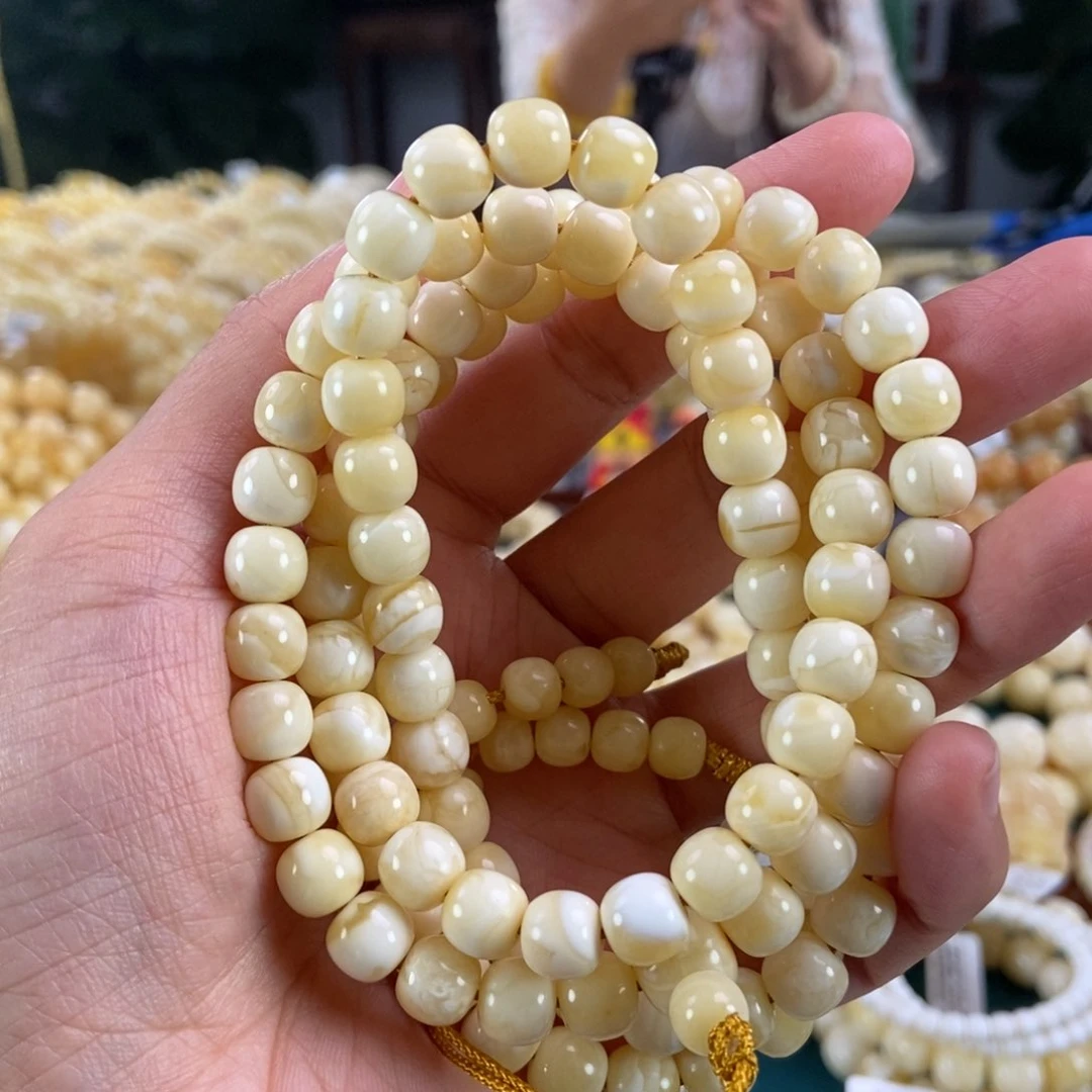 未镶嵌琥珀手链8老型浓白花蜡43.81