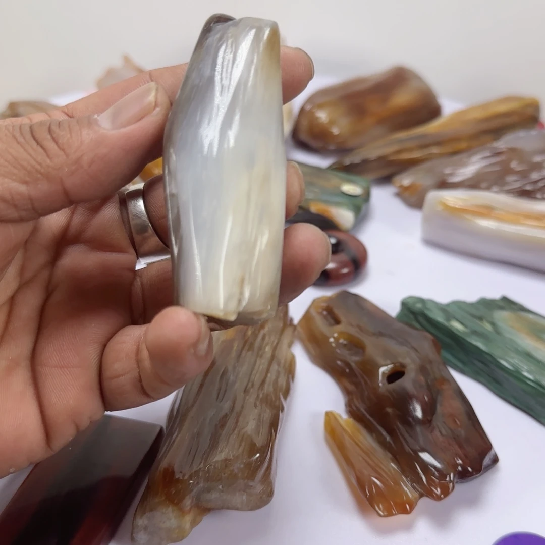 硅化玉未镶嵌手把