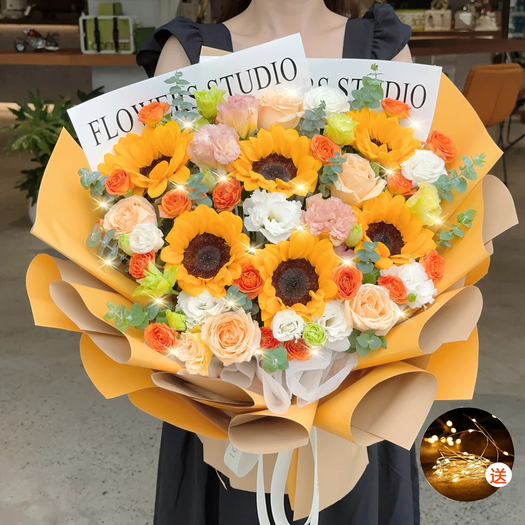 6朵向日葵5朵香槟