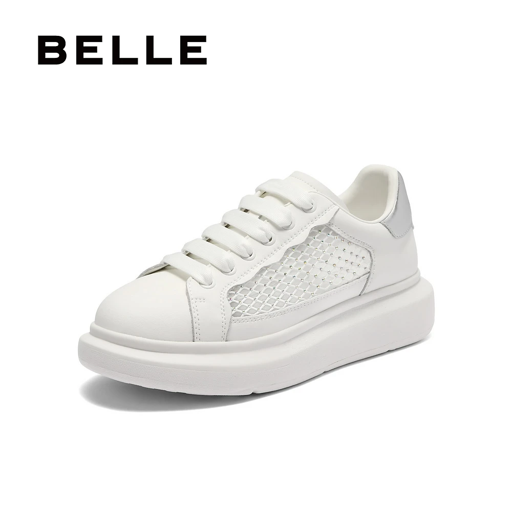 百丽透气网时尚面麦昆小白鞋女2025夏新百搭轻便休闲鞋B2608BM5