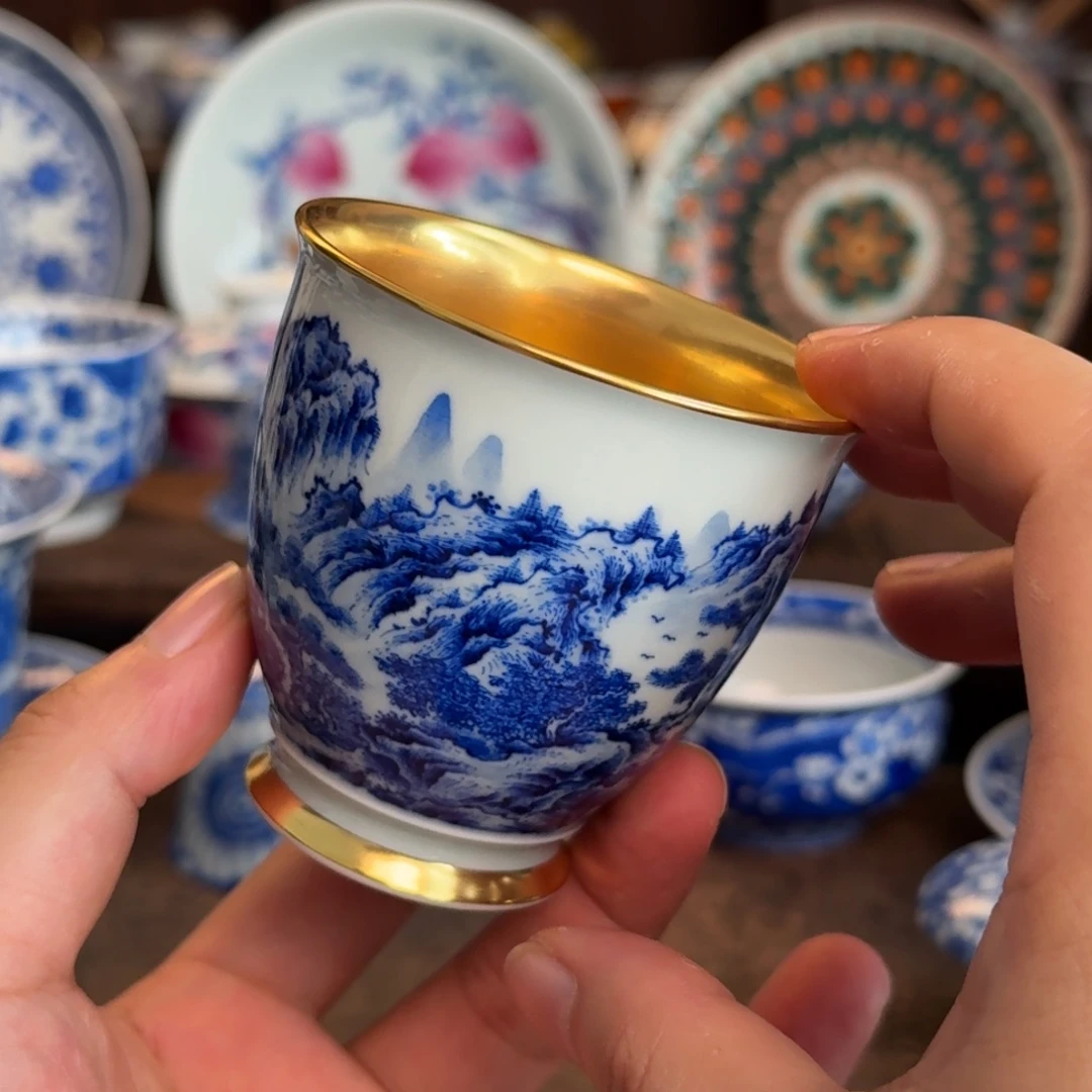 心***切纯手工手绘陶瓷茶具