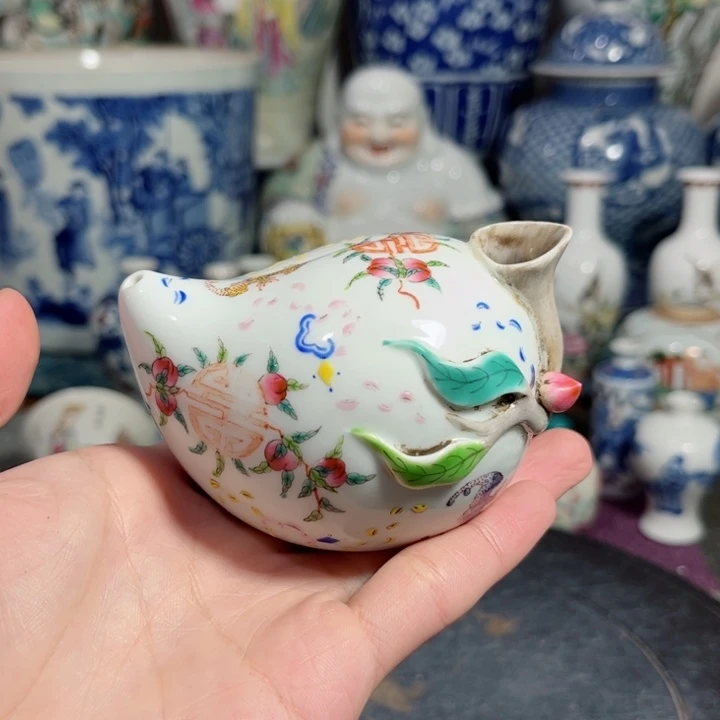 摆件粉彩寿桃水滴123