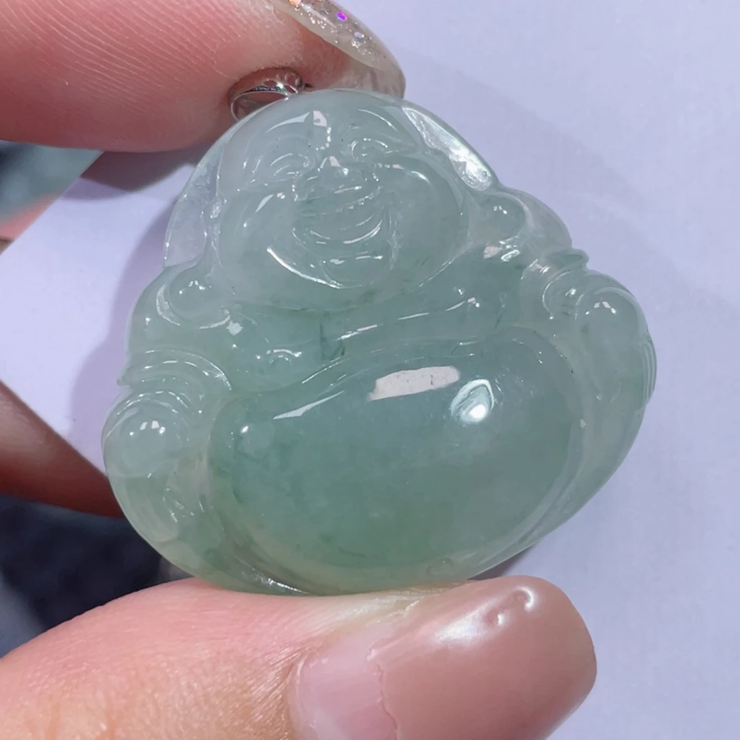 翡翠18K金镶嵌颈饰佛公