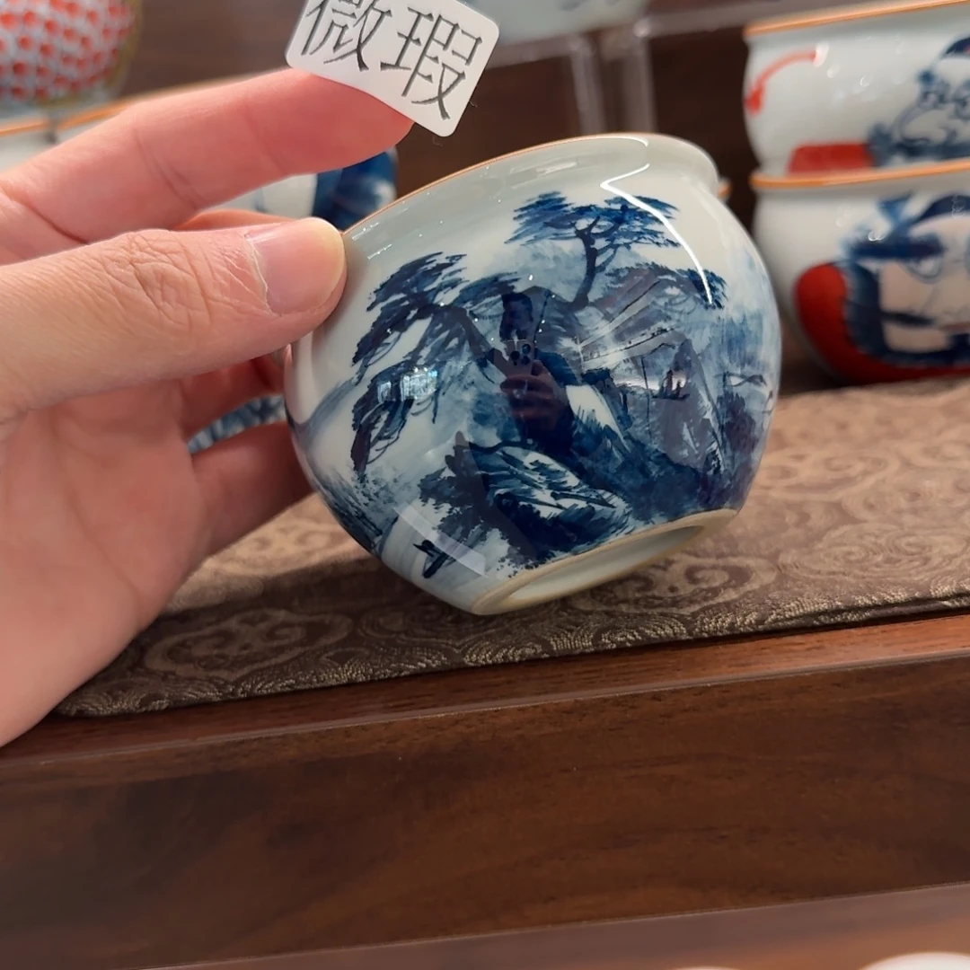 釉下手绘茶具微瑕