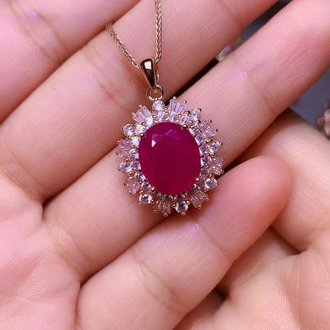 银S925镶嵌颈饰红宝石