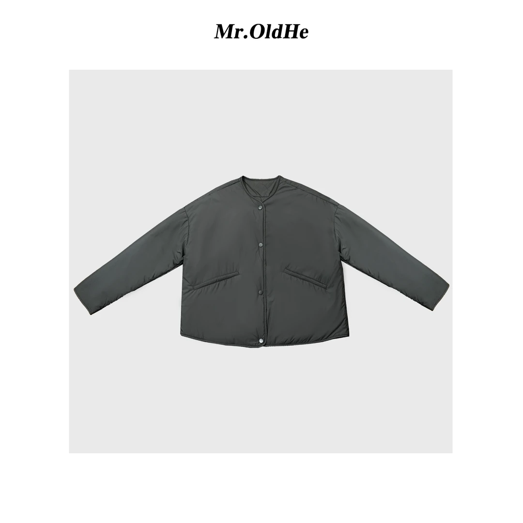 黑色超轻时尚女士短款休闲宽松棉服外套