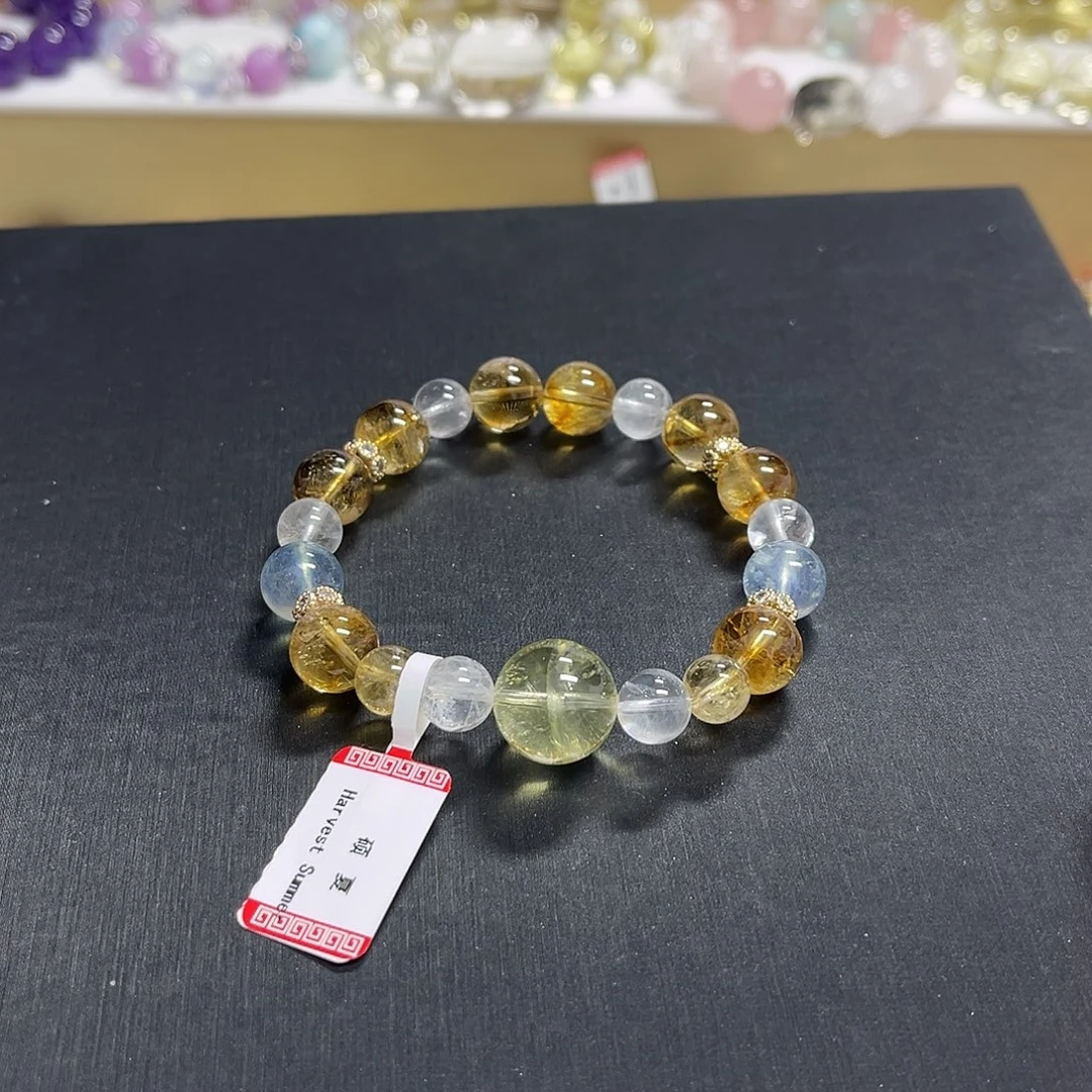 未镶嵌水晶手链黄塔晶设计款手串