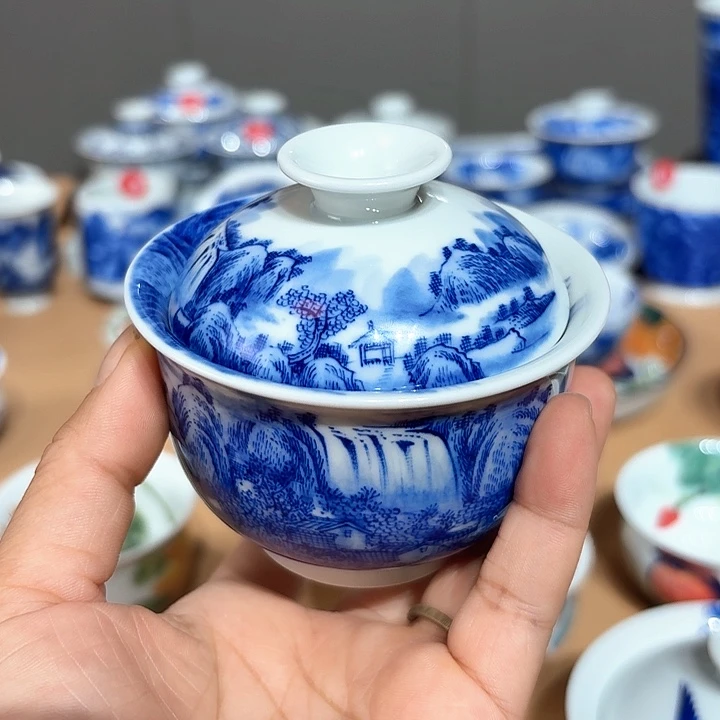 看***买景德镇纯手工手绘盖碗