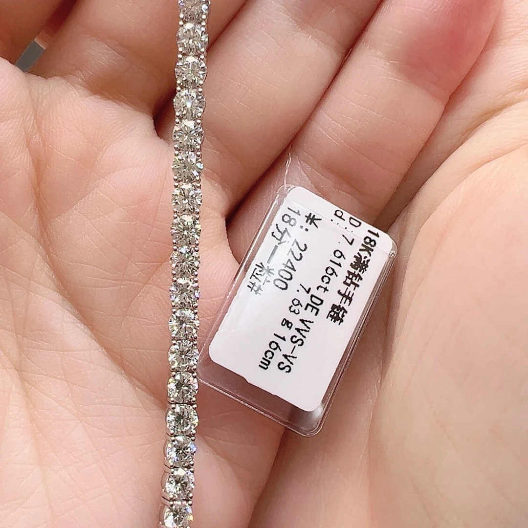 18K金镶嵌实验室培育钻石套链单颗18分，网球款手链