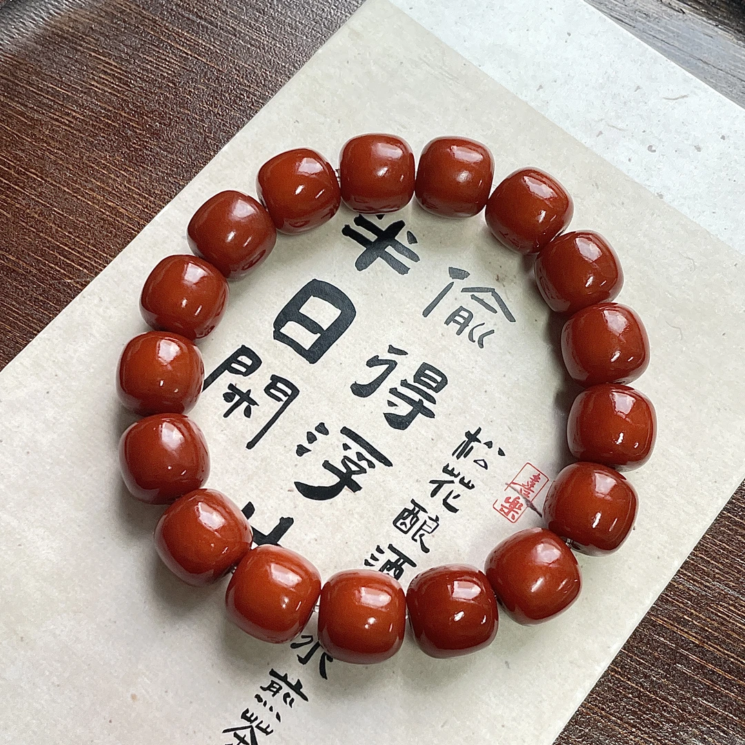 南红色老型桶菩提手串12*11mm    D-A691040
