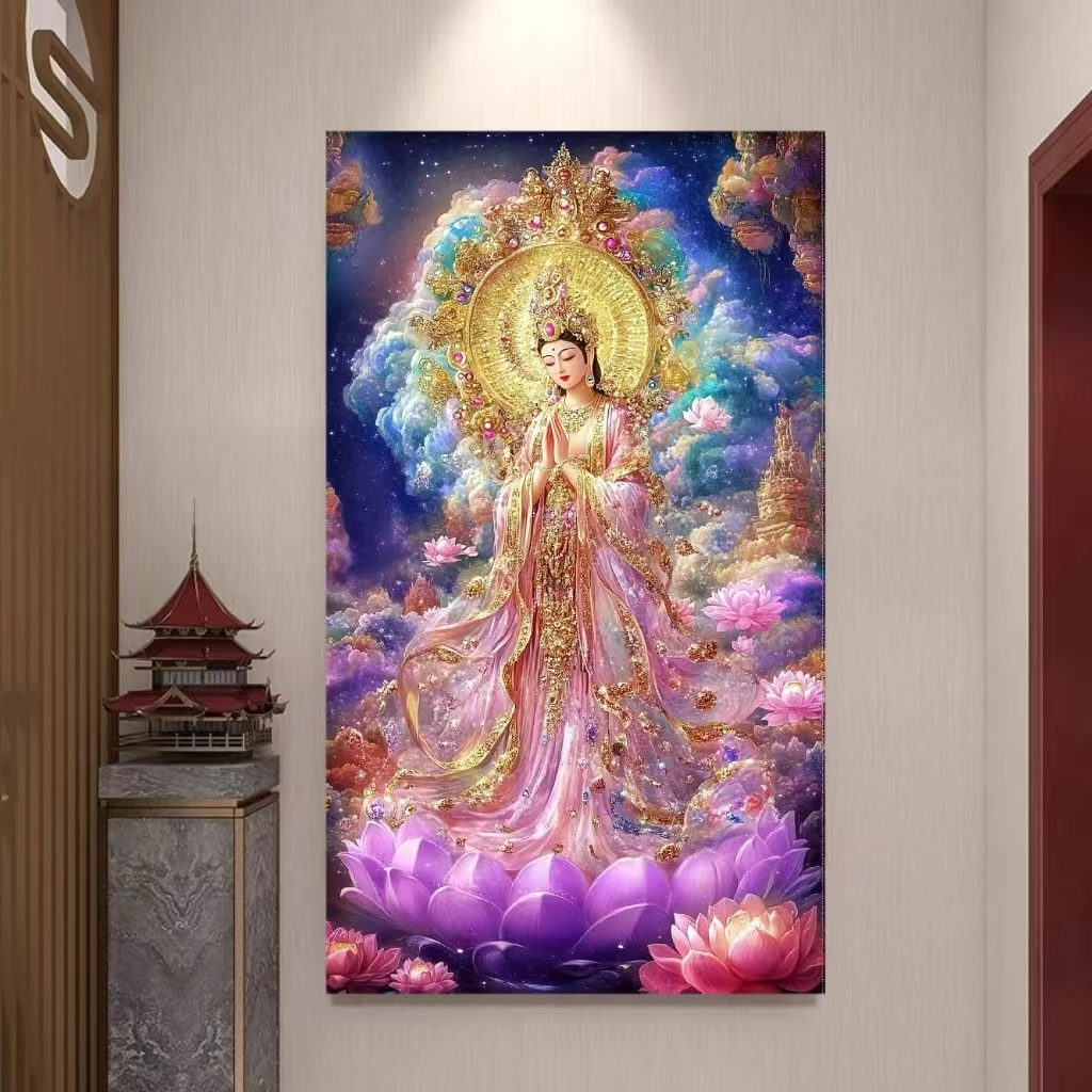 预售定制十字绣原创版权天宝观音中格120*65没绣的f2091