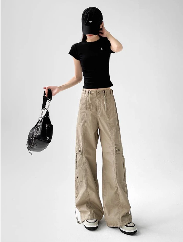 【外贸品质】工装裤女春夏嘻哈束脚美式复古宽松阔腿高街休闲长裤